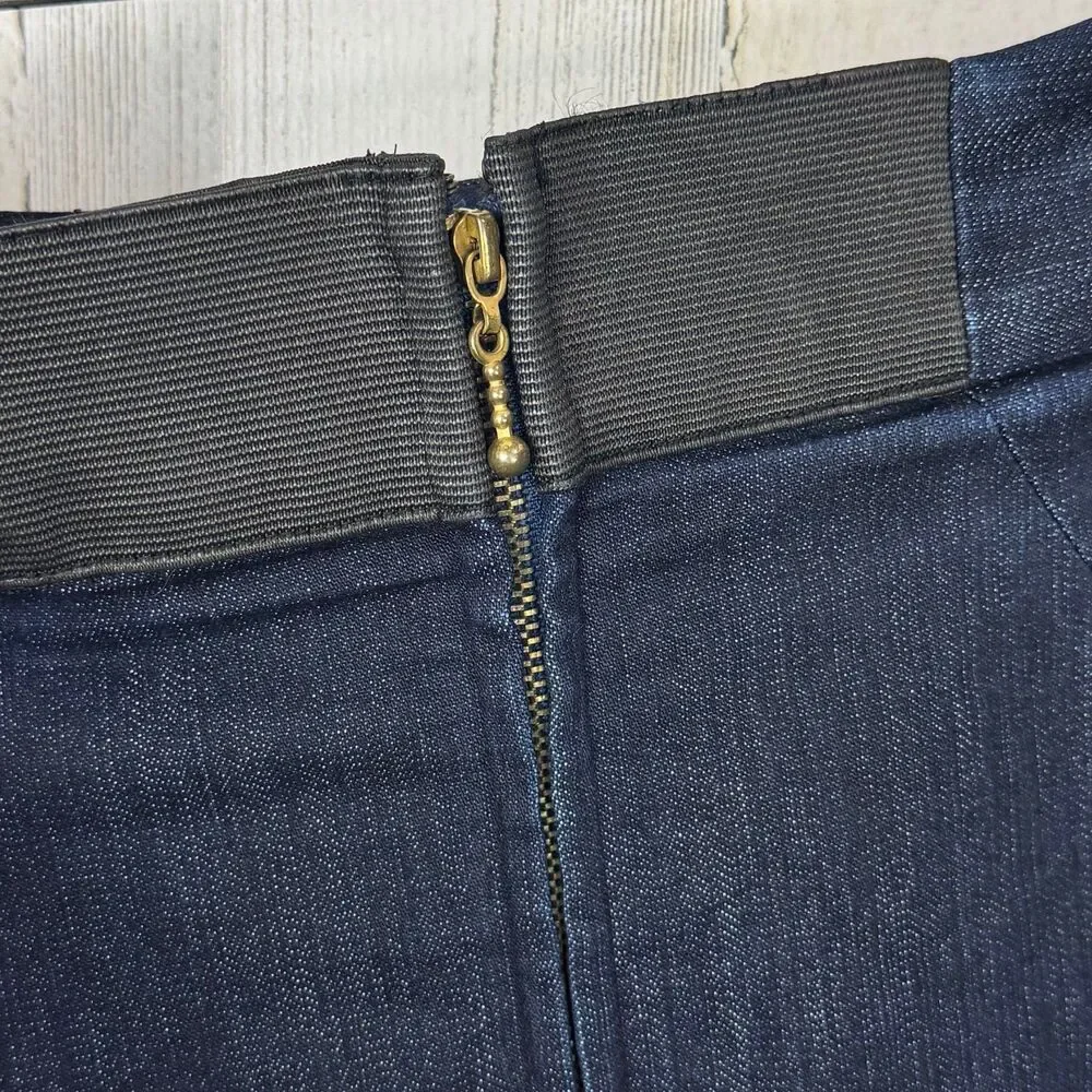 Anthropologie Leifsdottir Mini Blue Denim Pencil Skirt 100% Silk Lining Size 6